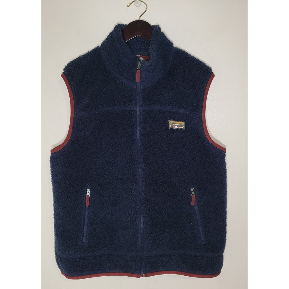 LL Bean Mens Mountain Sherpa Vest Size L Deep Pile Outdoors Hiking Trails